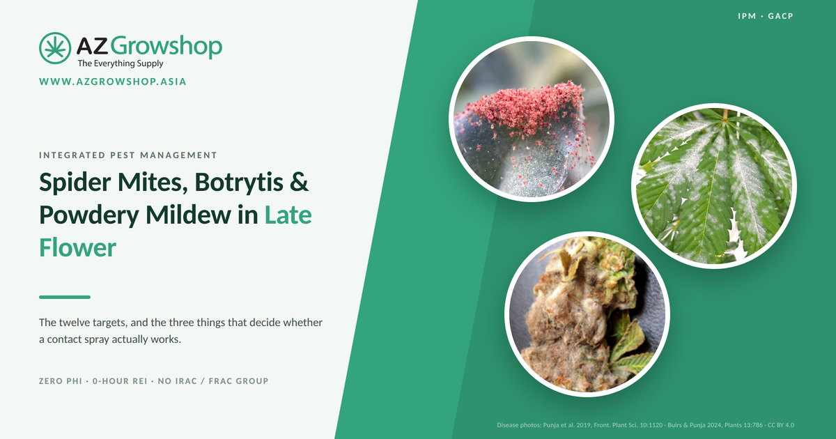 Spider Mites, Botrytis and Powdery Mildew in Late Flower: Where a Contact IPM Spray Fits