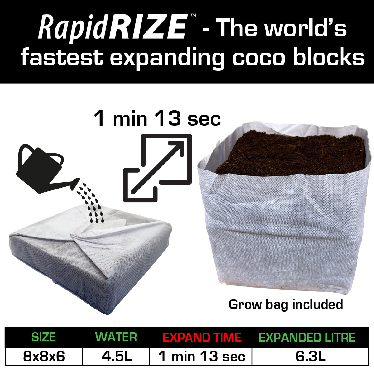 QuickGro Rapid Rize BLOCK 8X8 INCH